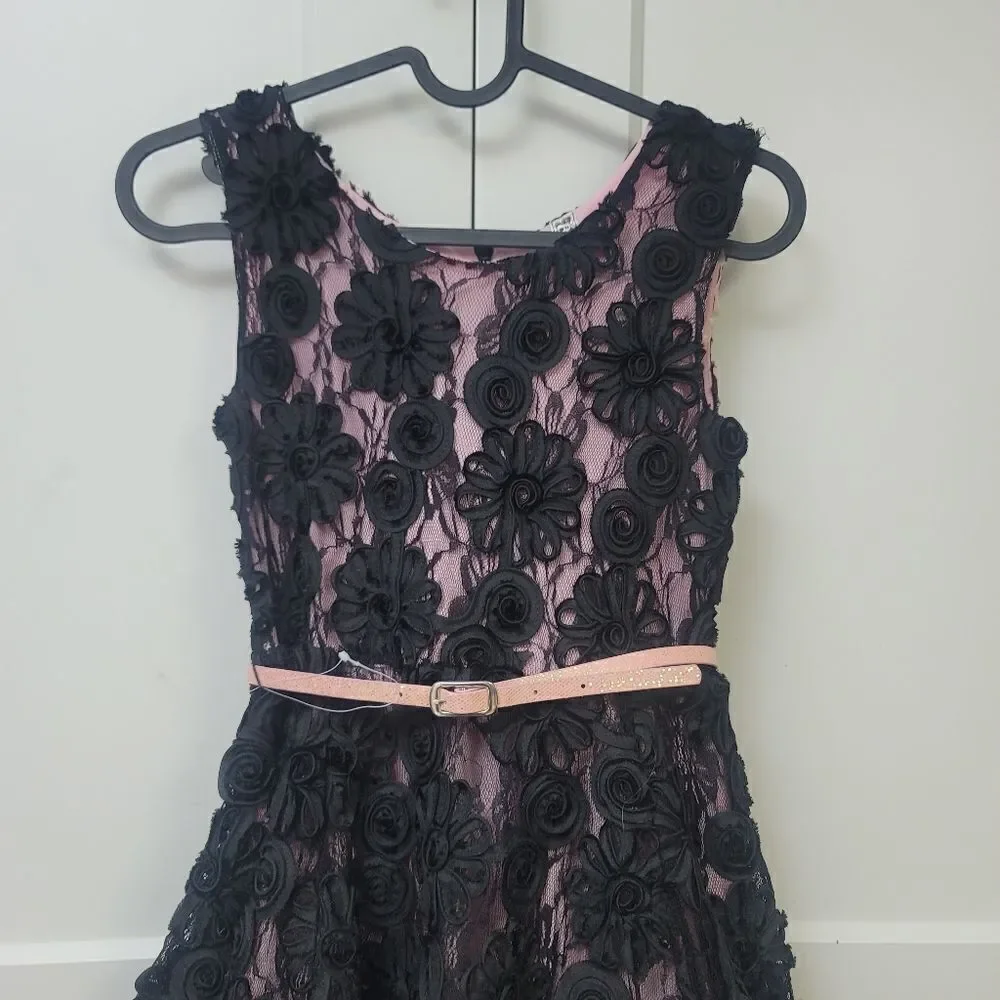 Beautees girls sleeveless rose and crinoline party dress, 10